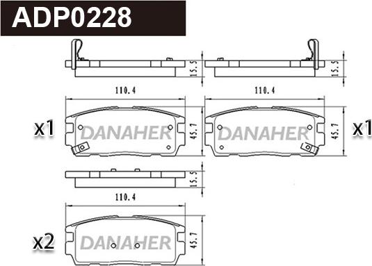 Danaher ADP0228 - Kit pastiglie freno, Freno a disco autozon.pro