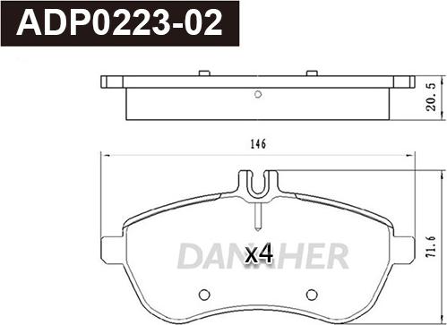 Danaher ADP0223-02 - Kit pastiglie freno, Freno a disco autozon.pro