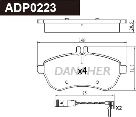 Danaher ADP0223 - Kit pastiglie freno, Freno a disco autozon.pro