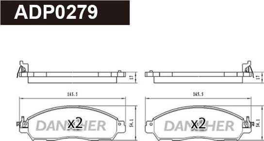 Danaher ADP0279 - Kit pastiglie freno, Freno a disco autozon.pro