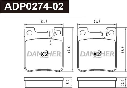 Danaher ADP0274-02 - Kit pastiglie freno, Freno a disco autozon.pro