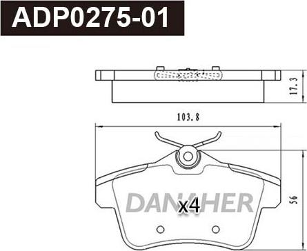 Danaher ADP0275-01 - Kit pastiglie freno, Freno a disco autozon.pro