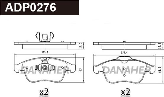 Danaher ADP0276 - Kit pastiglie freno, Freno a disco autozon.pro