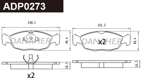 Danaher ADP0273 - Kit pastiglie freno, Freno a disco autozon.pro