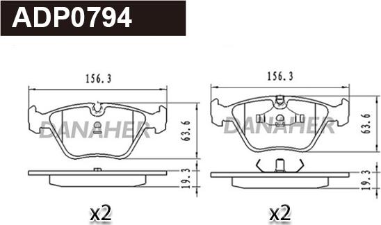 Danaher ADP0794 - Kit pastiglie freno, Freno a disco autozon.pro