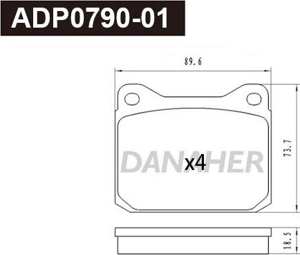 Danaher ADP0790-01 - Kit pastiglie freno, Freno a disco autozon.pro