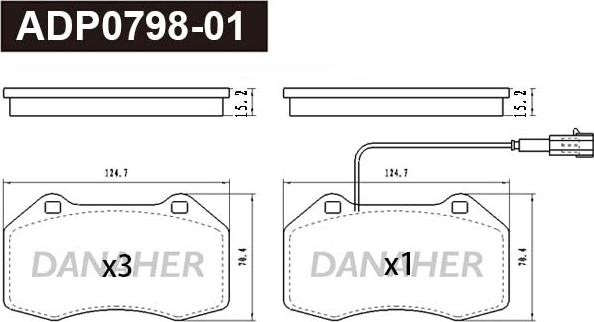 Danaher ADP0798-01 - Kit pastiglie freno, Freno a disco autozon.pro