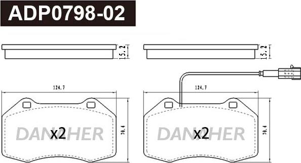 Danaher ADP0798-02 - Kit pastiglie freno, Freno a disco autozon.pro