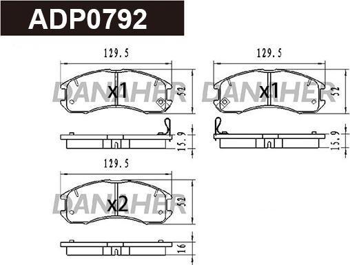 Danaher ADP0792 - Kit pastiglie freno, Freno a disco autozon.pro