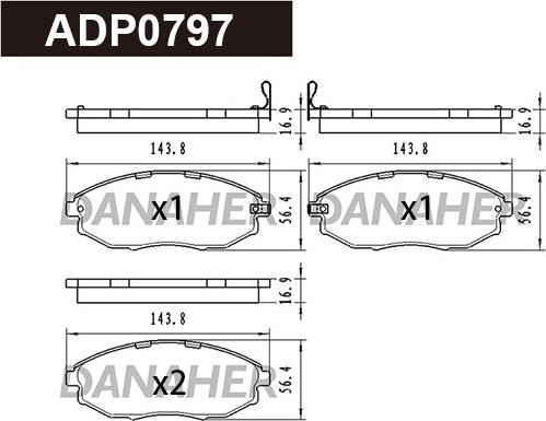 Danaher ADP0797 - Kit pastiglie freno, Freno a disco autozon.pro