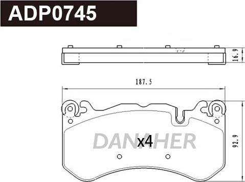 Danaher ADP0745 - Kit pastiglie freno, Freno a disco autozon.pro