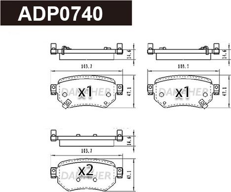 Danaher ADP0740 - Kit pastiglie freno, Freno a disco autozon.pro