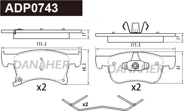 Danaher ADP0743 - Kit pastiglie freno, Freno a disco autozon.pro