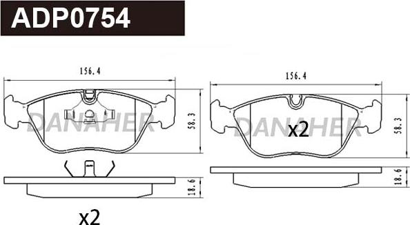 Danaher ADP0754 - Kit pastiglie freno, Freno a disco autozon.pro