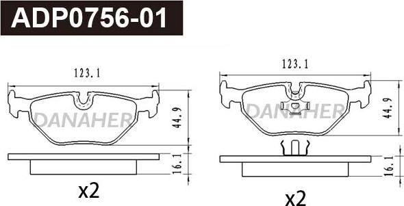 Danaher ADP0756-01 - Kit pastiglie freno, Freno a disco autozon.pro