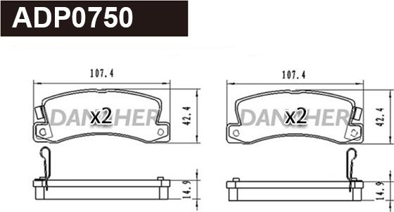 Danaher ADP0750 - Kit pastiglie freno, Freno a disco autozon.pro