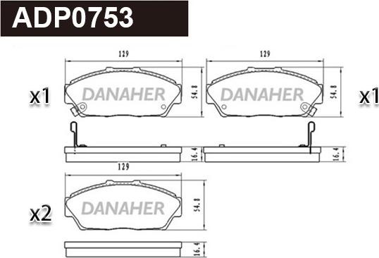 Danaher ADP0753 - Kit pastiglie freno, Freno a disco autozon.pro