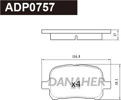 Danaher ADP0757 - Kit pastiglie freno, Freno a disco autozon.pro