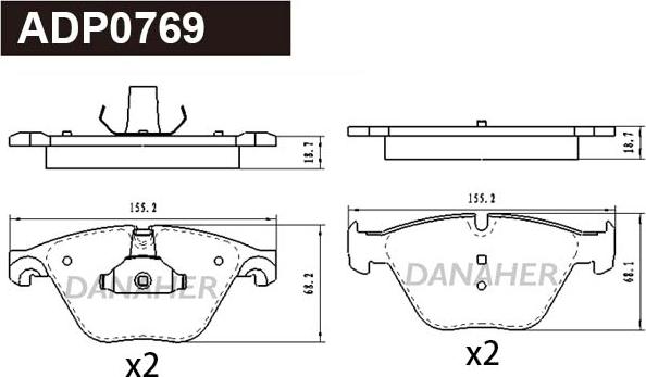 Danaher ADP0769 - Kit pastiglie freno, Freno a disco autozon.pro