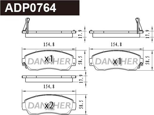 Danaher ADP0764 - Kit pastiglie freno, Freno a disco autozon.pro