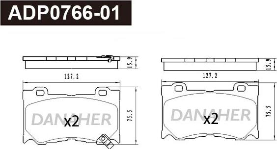 Danaher ADP0766-01 - Kit pastiglie freno, Freno a disco autozon.pro