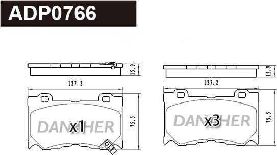 Danaher ADP0766 - Kit pastiglie freno, Freno a disco autozon.pro