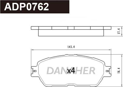 Danaher ADP0762 - Kit pastiglie freno, Freno a disco autozon.pro