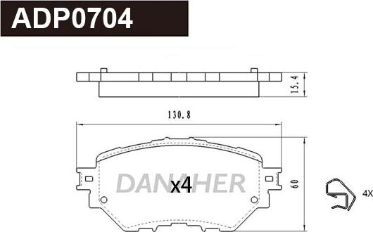 Danaher ADP0704 - Kit pastiglie freno, Freno a disco autozon.pro