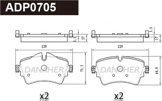 Danaher ADP0705 - Kit pastiglie freno, Freno a disco autozon.pro