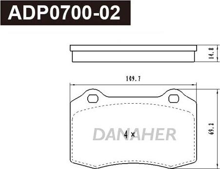 Danaher ADP0700-02 - Kit pastiglie freno, Freno a disco autozon.pro