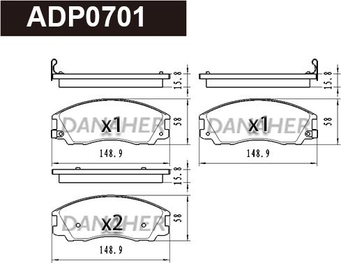 Danaher ADP0701 - Kit pastiglie freno, Freno a disco autozon.pro