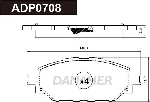 Danaher ADP0708 - Kit pastiglie freno, Freno a disco autozon.pro