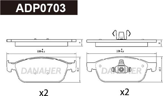 Danaher ADP0703 - Kit pastiglie freno, Freno a disco autozon.pro