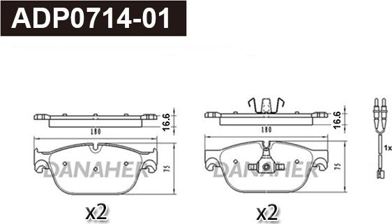 Danaher ADP0714-01 - Kit pastiglie freno, Freno a disco autozon.pro