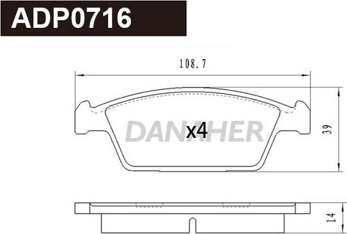 Danaher ADP0716 - Kit pastiglie freno, Freno a disco autozon.pro