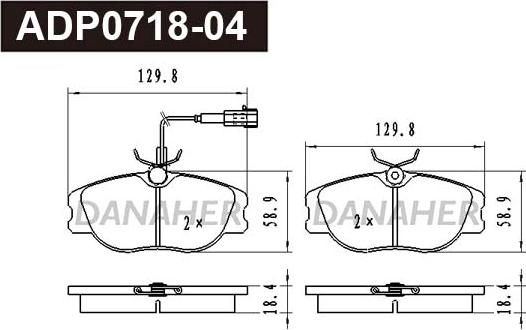 Danaher ADP0718-04 - Kit pastiglie freno, Freno a disco autozon.pro