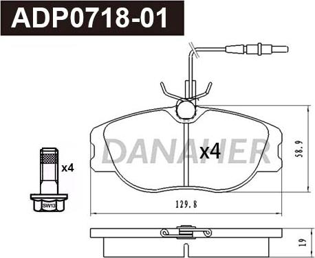 Danaher ADP0718-01 - Kit pastiglie freno, Freno a disco autozon.pro