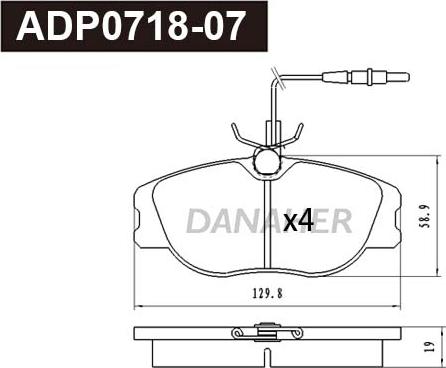 Danaher ADP0718-07 - Kit pastiglie freno, Freno a disco autozon.pro