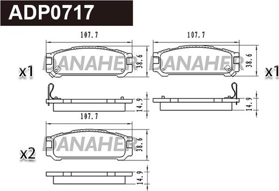 Danaher ADP0717 - Kit pastiglie freno, Freno a disco autozon.pro