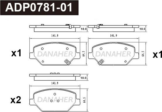 Danaher ADP0781-01 - Kit pastiglie freno, Freno a disco autozon.pro