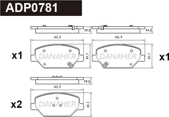 Danaher ADP0781 - Kit pastiglie freno, Freno a disco autozon.pro