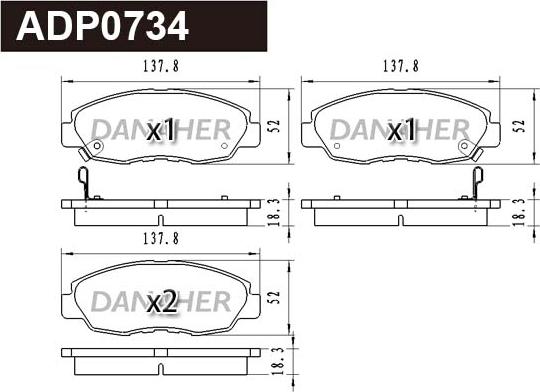 Danaher ADP0734 - Kit pastiglie freno, Freno a disco autozon.pro