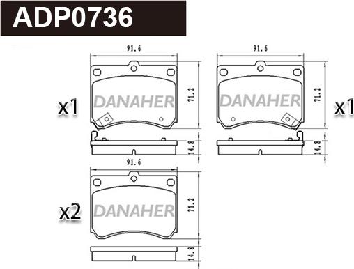 Danaher ADP0736 - Kit pastiglie freno, Freno a disco autozon.pro