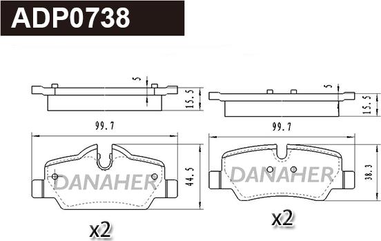 Danaher ADP0738 - Kit pastiglie freno, Freno a disco autozon.pro