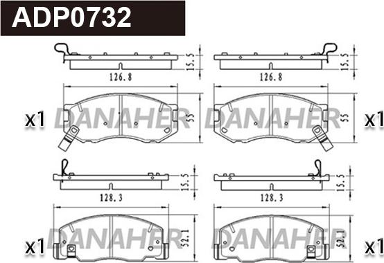 Danaher ADP0732 - Kit pastiglie freno, Freno a disco autozon.pro