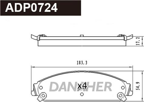 Danaher ADP0724 - Kit pastiglie freno, Freno a disco autozon.pro