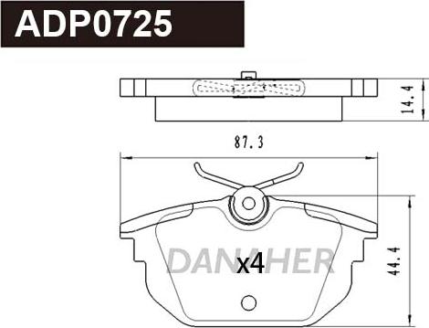 Danaher ADP0725 - Kit pastiglie freno, Freno a disco autozon.pro