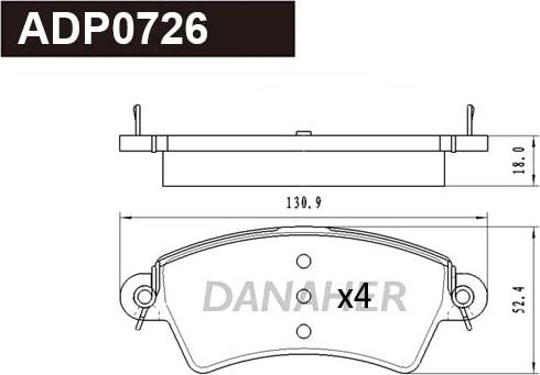 Danaher ADP0726 - Kit pastiglie freno, Freno a disco autozon.pro