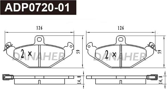 Danaher ADP0720-01 - Kit pastiglie freno, Freno a disco autozon.pro