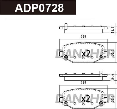 Danaher ADP0728 - Kit pastiglie freno, Freno a disco autozon.pro